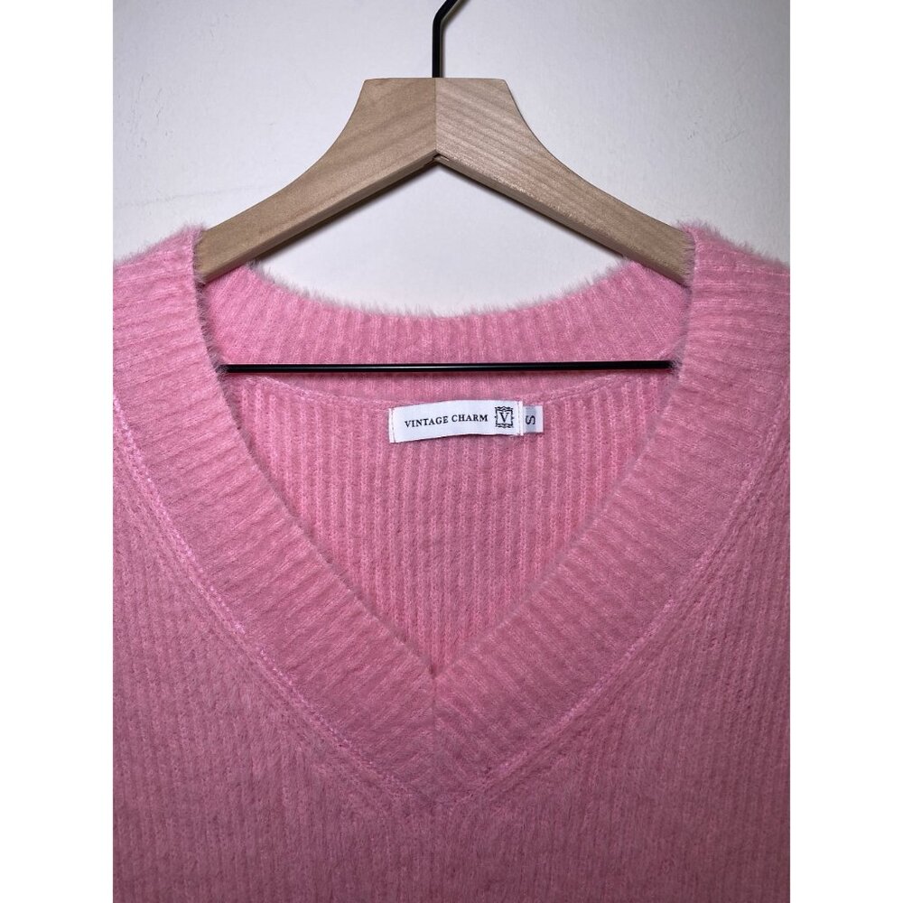 Vintage Pink Sweater Vest Size Small Charm Detail - Picture 5 of 9